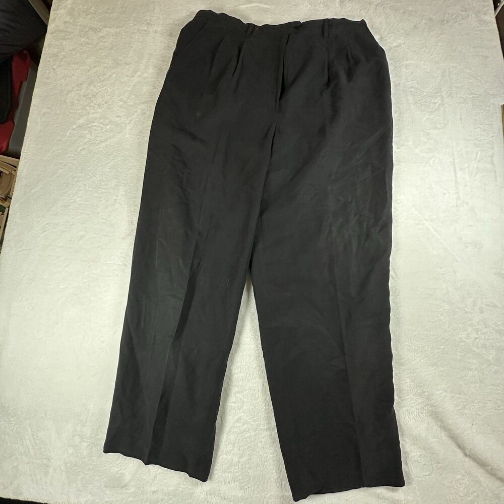 Lauren Ralph Lauren Pants Women Silk Linen Black Pleated Size 38